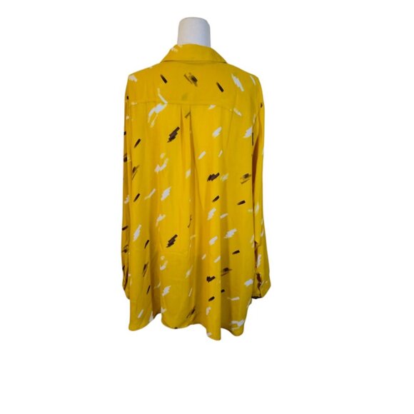 Apt 9 Button Up Top Womens Size 4X Yellow Pockets Career Preppy Artsy Classic - Picture 2 of 9